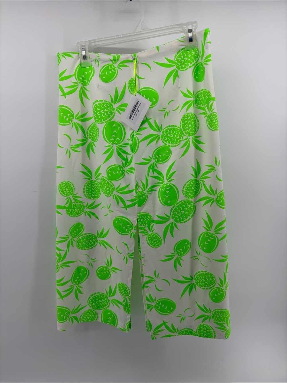 Dudley Stephens Lott-Long Neon Green Pineapple Print Skirt- M NWT *small flaw*